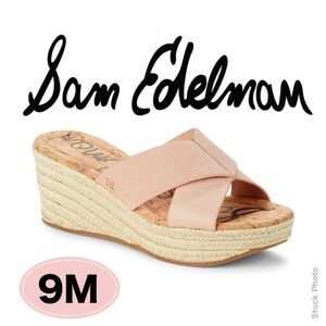 Sam Edelman Rora Seashell Pink Suede Leather Wedge Espadrille Sandals (9M)